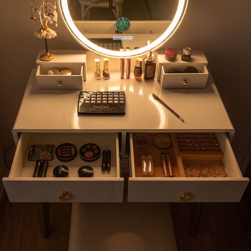 Costway Vanity Dressing Table Set Touch Screen Dimming Mirror