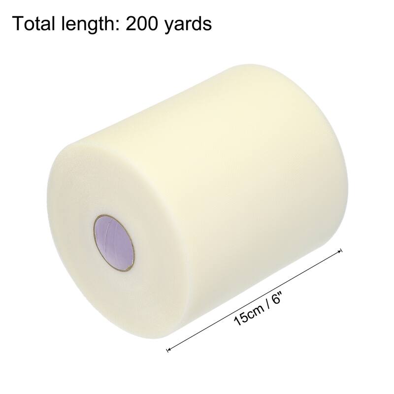Tulle Rolls Fabric Spools 6" for Decoration Wrapping Wedding DIY Craft - Cream White - 200 Yard
