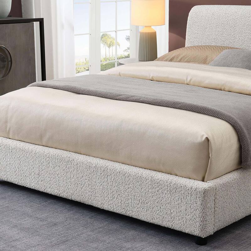 Furniture of America Vanessa Modern Boucle Upholstered Platform Bed