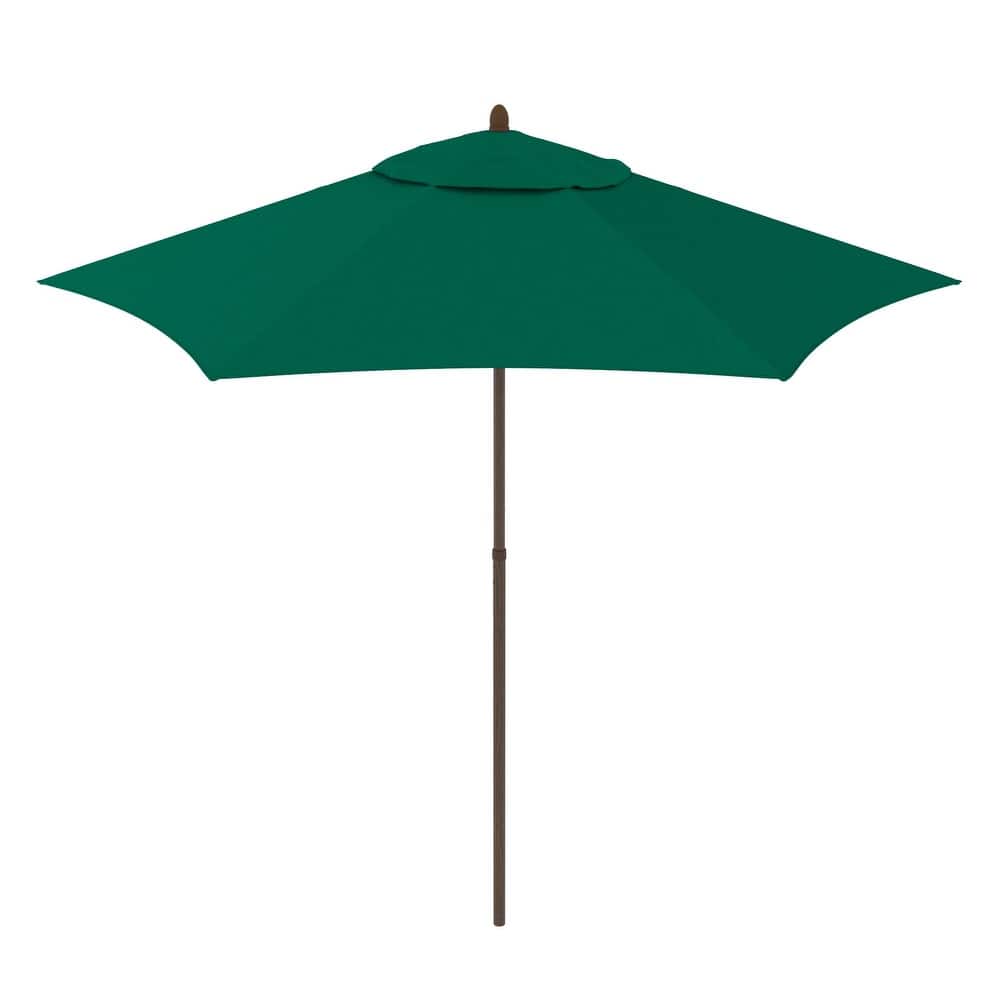 North Bend 9' Rd Faux Wood Steel Patio Umbrella, Push Open Pin Stop by Havenside Home