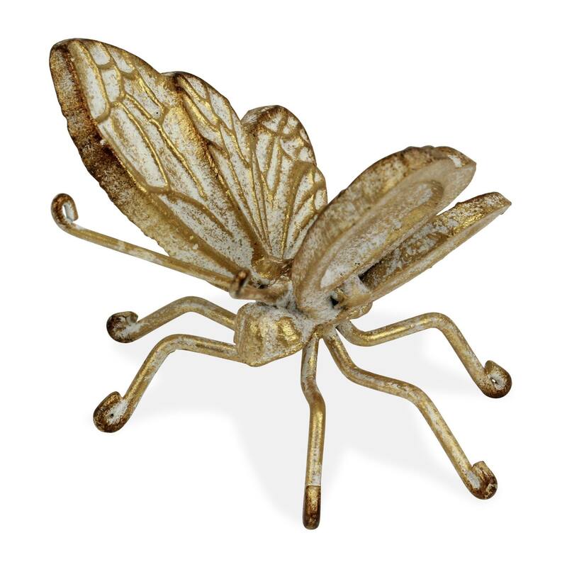4.25" Gold Tone Handcrafted Butterfly Cast Iron Sculpture