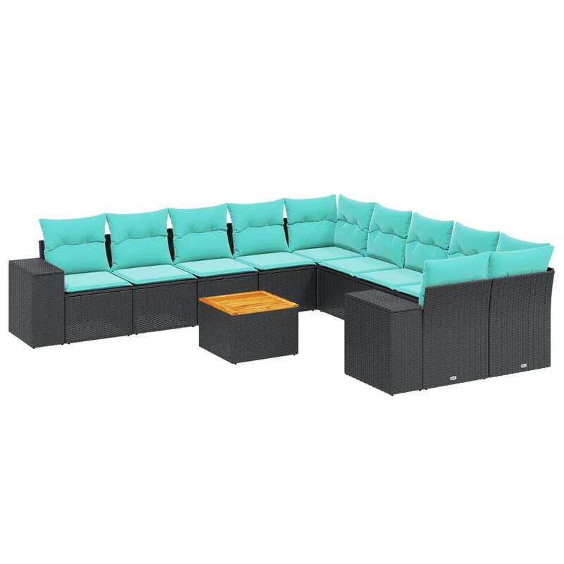 vidaXL Patio Sofa Set with Cushions Outdoor Furniture 11 Piece Poly Rattan - 24.4x 24.4x 27.2