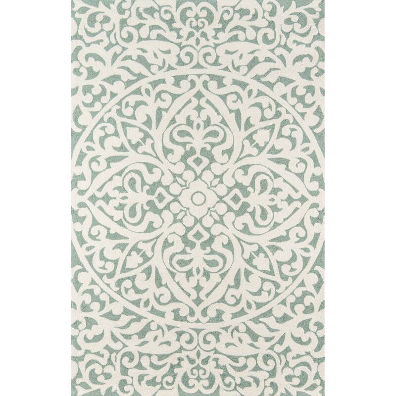 Momeni Veranda Hand Hooked Geometric Indoor Outdoor Rug - 3'9" x 5'9" - Blue