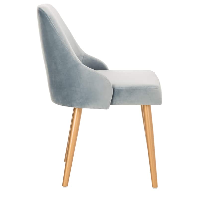 SAFAVIEH Nobie 18.3" Upholstered Dining Chair - Grey / Gold (Set of 2) - 21" x 22" x 31" - 21Wx22Dx31H