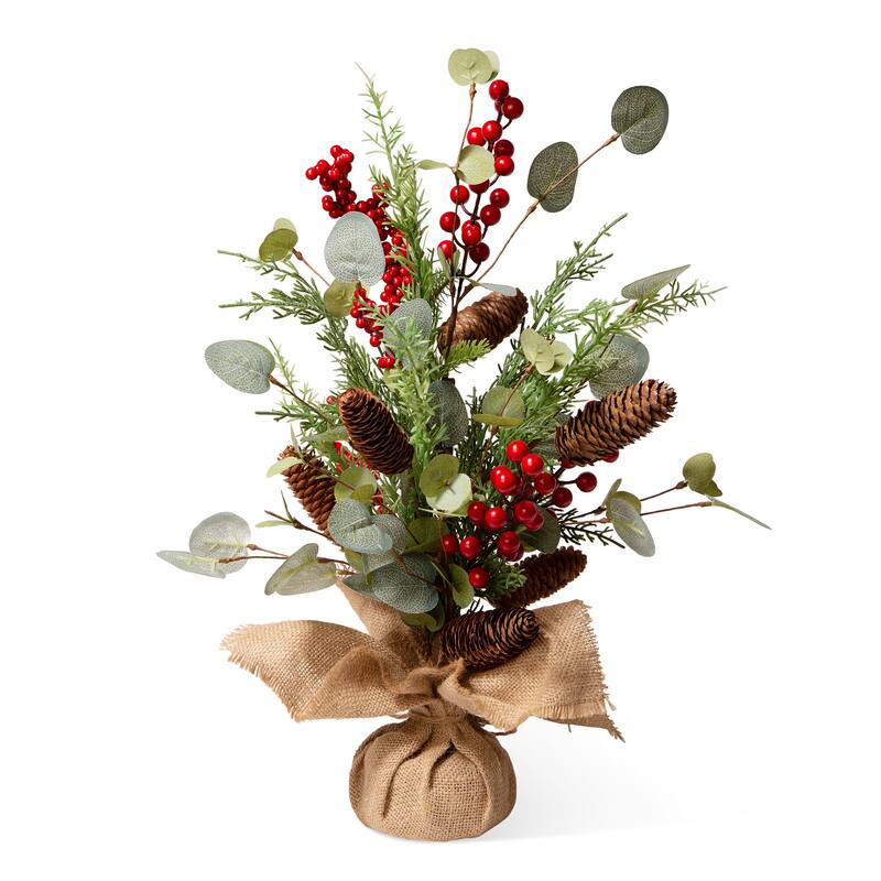 Glitzhome 20"H Christmas Floral Table Tree Decor