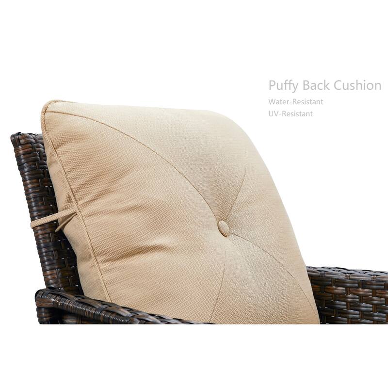 Pocassy 3-Piece Outdoor Wicker Rattan Rocking Set