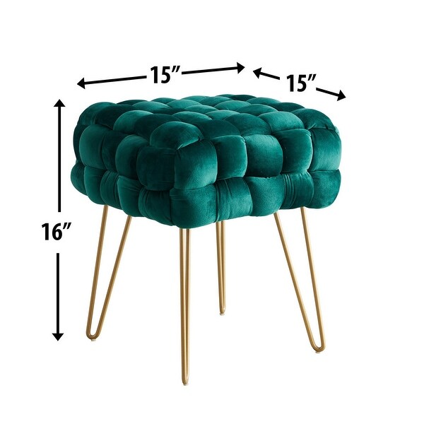 Mirage Modern Square Woven Velvet Ottoman
