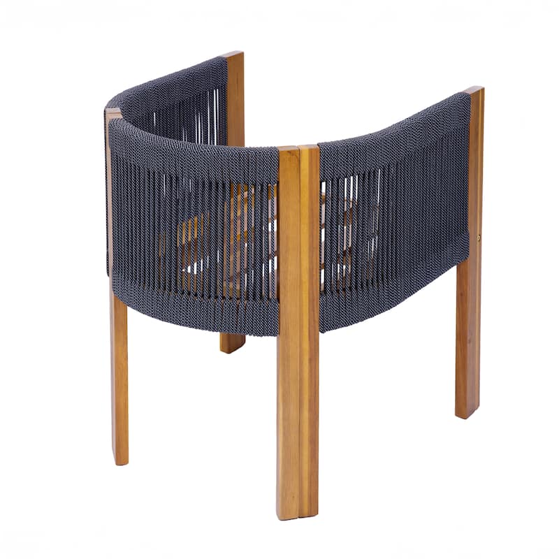 Christopher Knight Home- Alex Patio Acacia Wood Dining Chairs With Rope Armrests (Set of 2)
