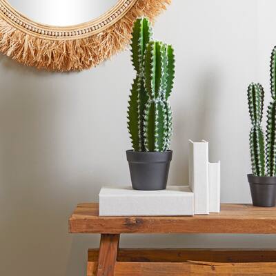 The Novogratz Green Faux Foliage Cactus Artificial Plant with Black Round Pot