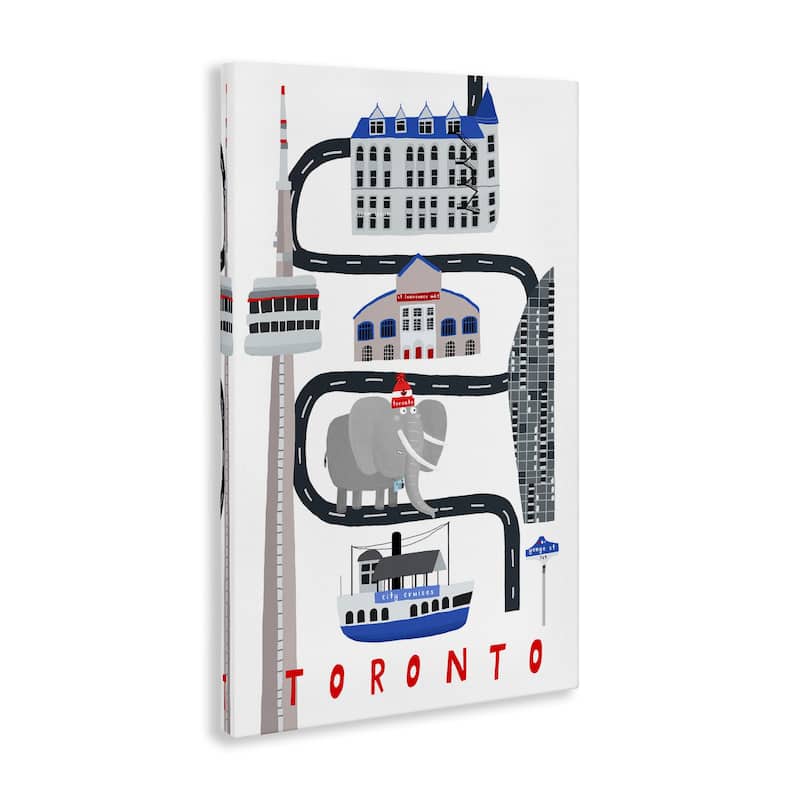 Stupell Toronto Whimsical Travel City Canvas Wall Art Design By Carla Daly