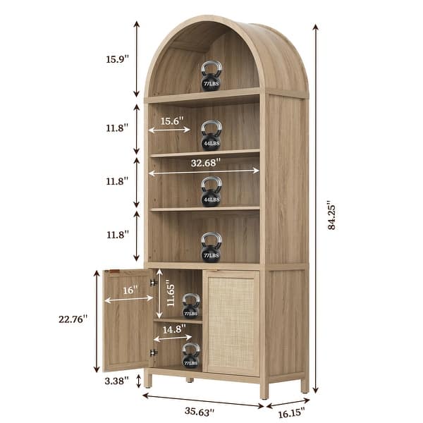dimension image slide 0 of 2, Ingenious Arc - Topped Multifunctional Storage Bookcase