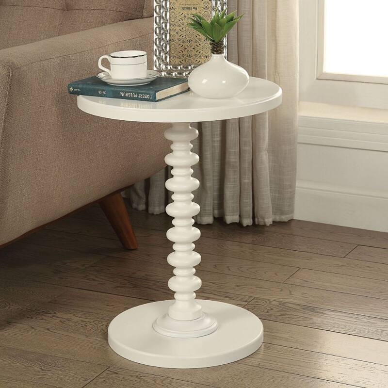 22" Wooden Accent End Table Round Top with Pedestal Base Ideal for Living Room or Bedroom - 17"L x 17"W x 22"H
