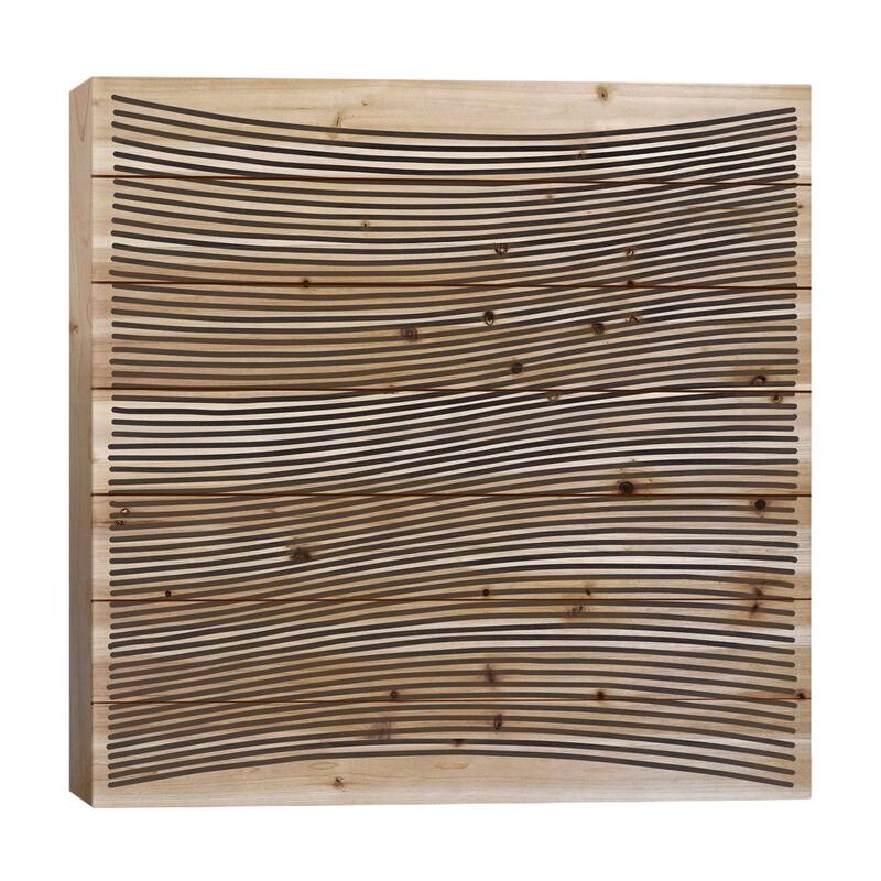 Modern Art- Wavy Lines Print On Wood by 5by5collective - Multi-Color - 26x26x1.5