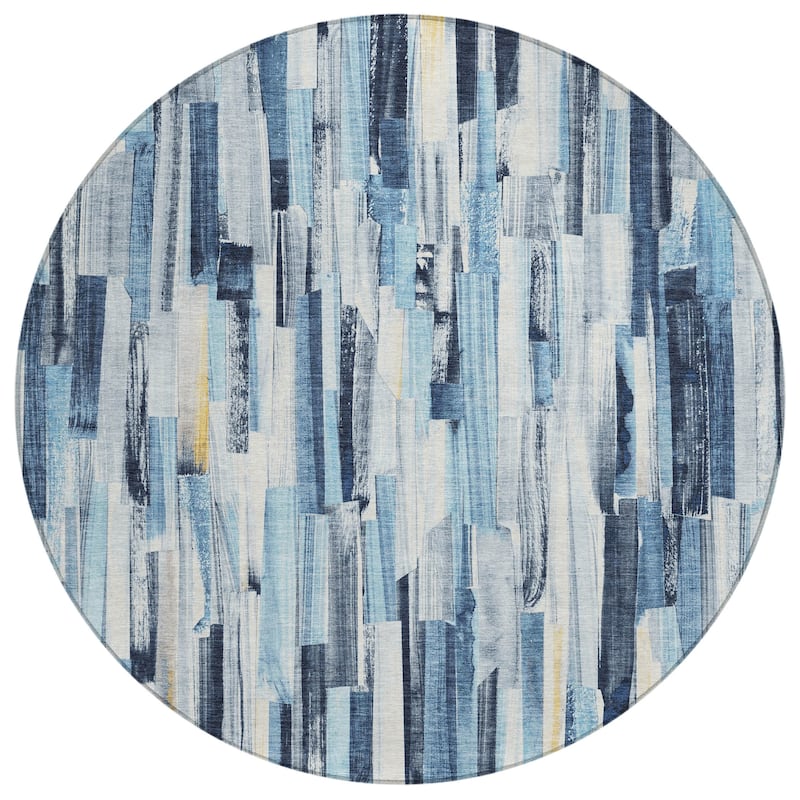 Machine Washable Indoor/ Outdoor Modern Stripes Chantille Rug