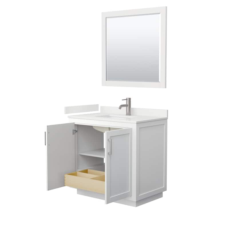 Miranda 36-inch Single Vanity, Quartz Top, 34-inch Mirror
