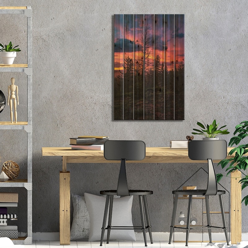 Forest Sunset Print On Wood by Christopher Thomas - Multi-Color
