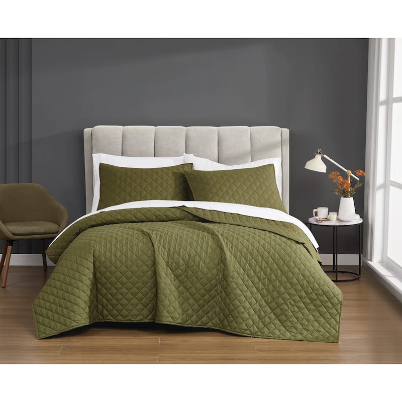 Cannon Solid Percale Quilt Set - Olive Green - Twin XL - 2 Piece