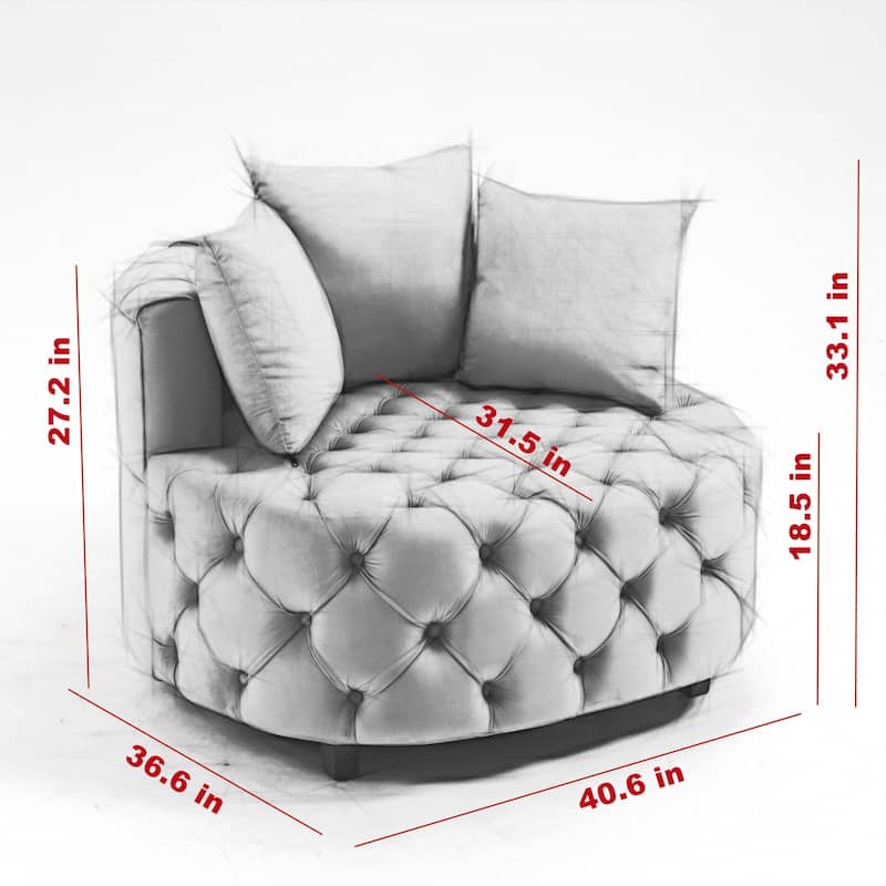 40.6''Wide Accent Sofa Chair, Upholstered Velvet Barrel Sofa Chair