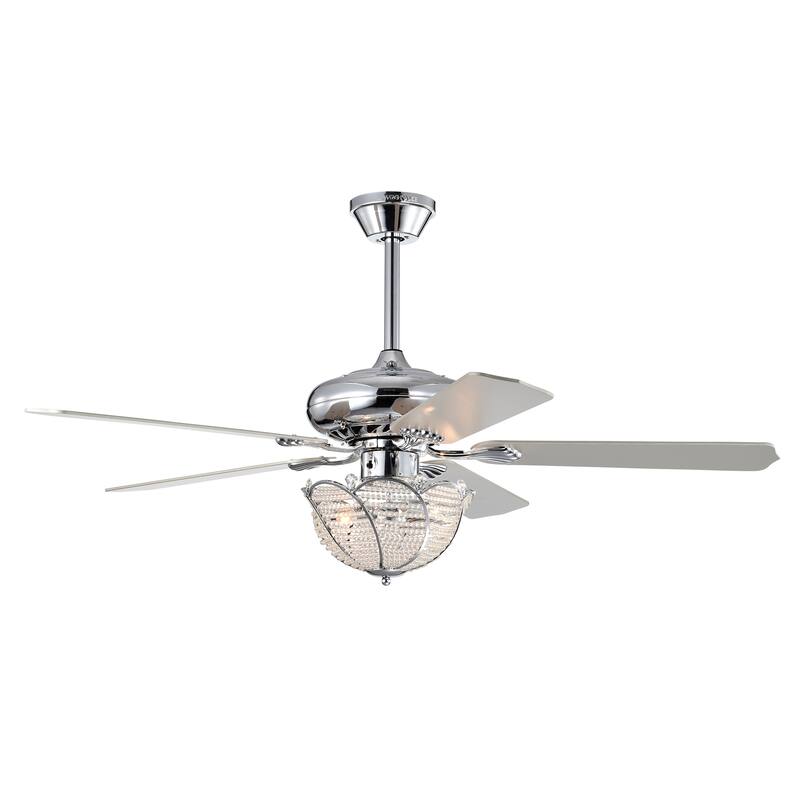 Araceli 52 Inch Crystal Chrome Polish Ceiling Fan 3 Light with Remote