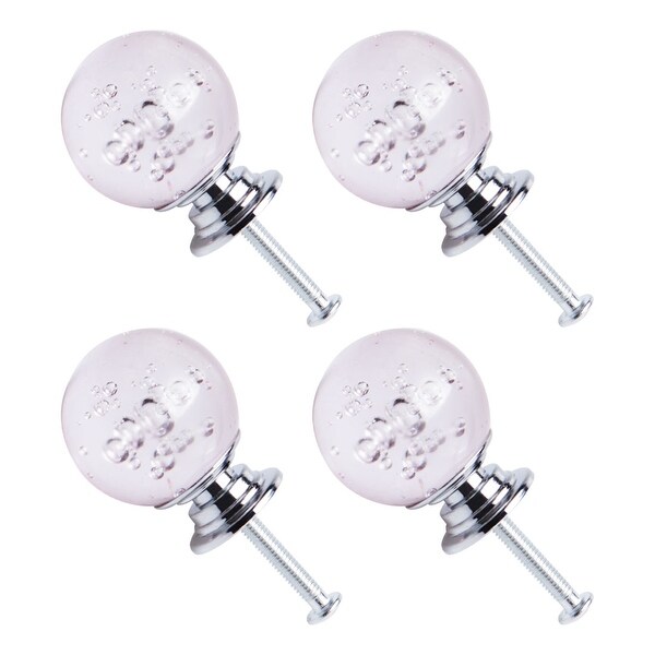 Crystal Knobs Drawer Pull Handle Cupboard Wardrobe Dresser Pink 30mm Dia 4pcs