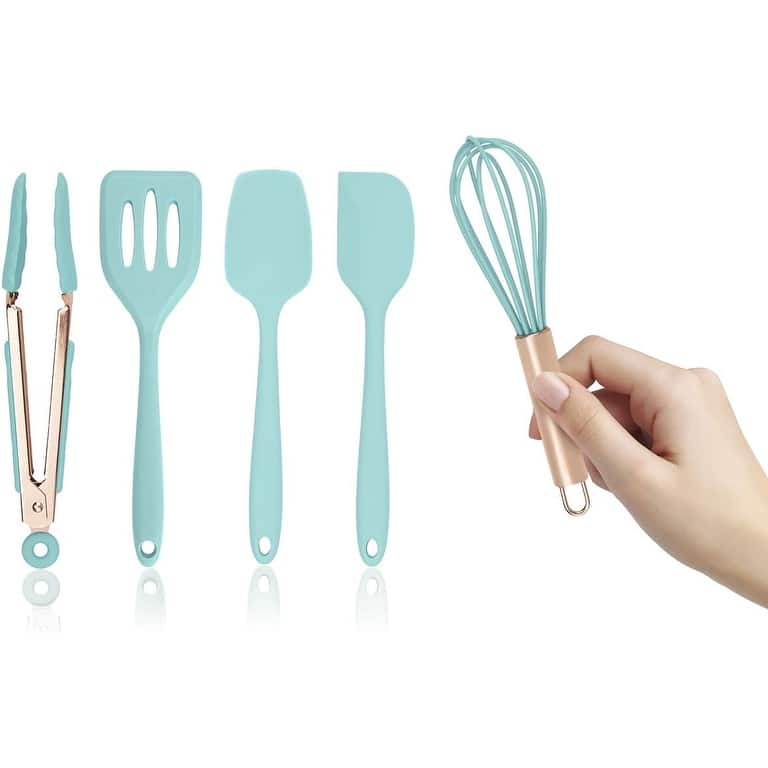 COOK WITH COLOR Silicone Kitchen Utensil Set Nonstick Safe, Easy-Clean Cooking Tools, Aqua