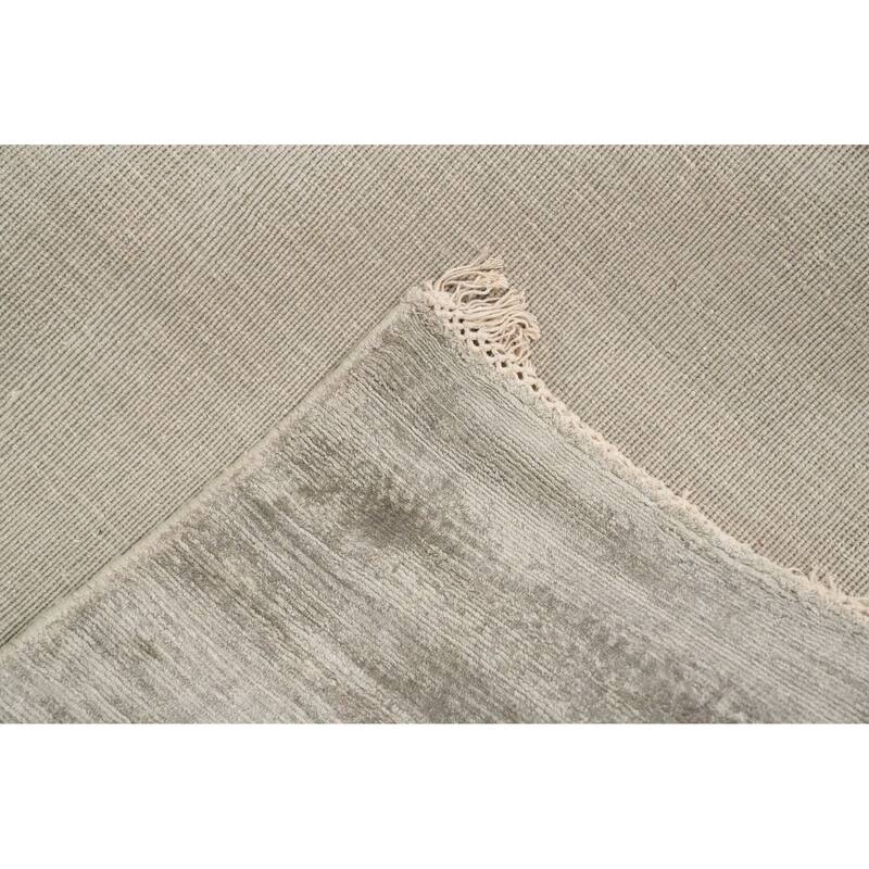 Hand Knotted Oriental Viscose Silk Carpet Modern Modern Greys & Charcoal Abstract Area Rug - 11' 4'' X 8' 0''