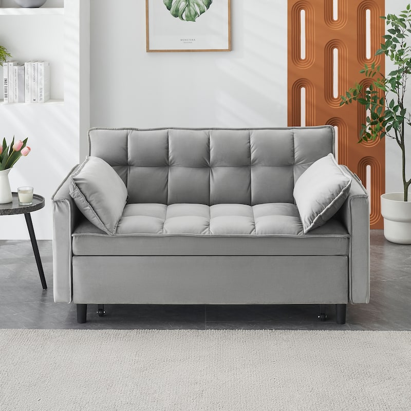 Comfortable Sofa Couches with 2 Pillows, Loveseat Sofa with Adjustable Backrest, Convertible Sleeper Armsofa for Home