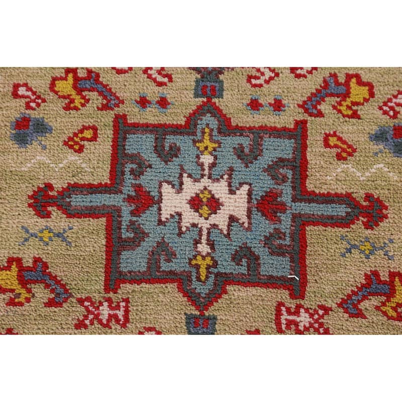 Hand Knotted Oriental 100% Wool Carpet Transitional Geometric Green Khotan Runner Rug - 9' 11'' X 2' 6''