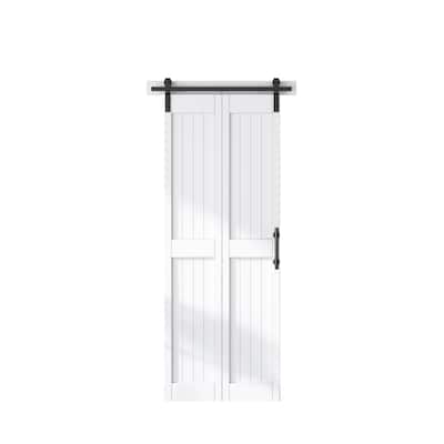 Sanding 24in./28in./30in./36in./44in./48in.x 84in. MDF Bi-Fold Barn Door with Hardware Kit ,Covered with Water-Proof PVC Surface