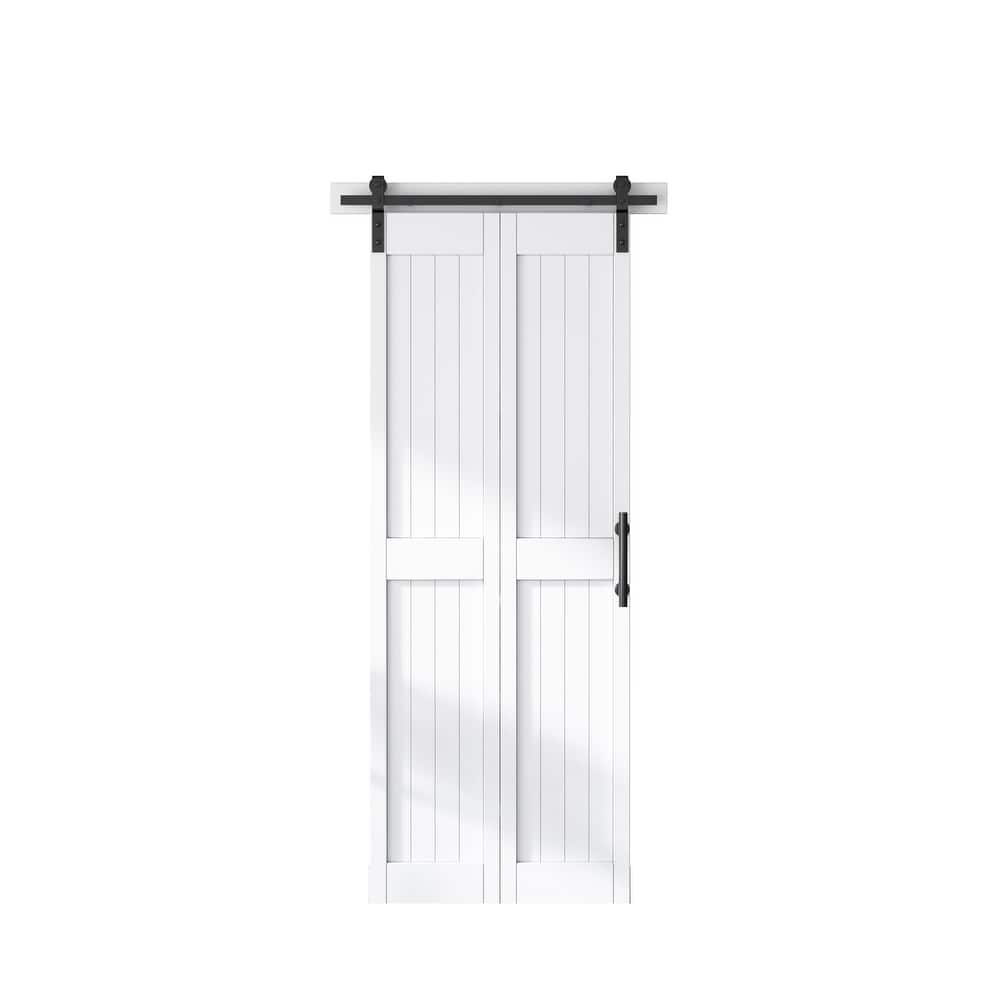 Sanding 24in./28in./30in./36in./44in./48in.x 84in. MDF Bi-Fold Barn Door with Hardware Kit ,Covered with Water-Proof PVC Surface