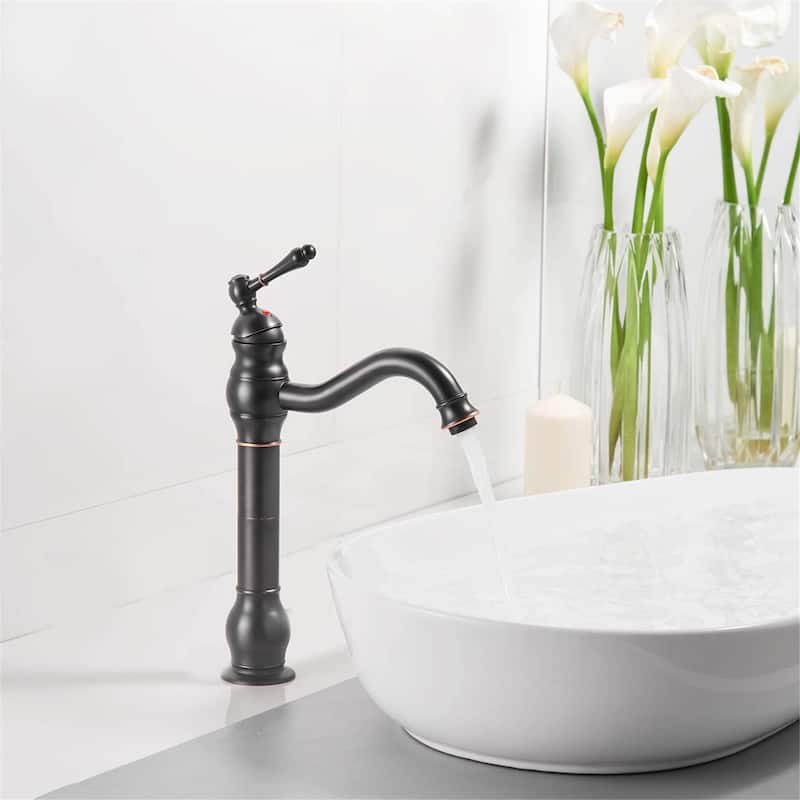 Single Handle Bathroom Vessel Faucet With Drain Assembly Single Hole Bathroon Vessel Sink Faucets Basin Vanity High Mixer Taps