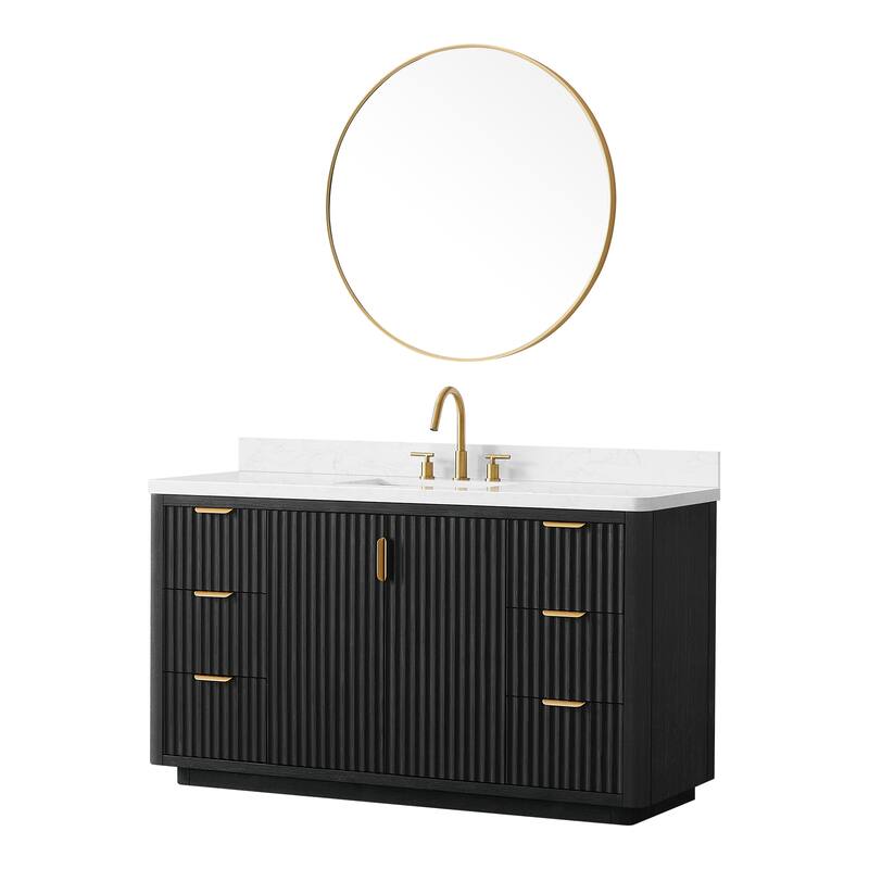 Cadiz Bath Vanity with Composite Stone Top and Mirror