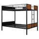 preview thumbnail 8 of 14, Full Over Full Bunk Bed with Steel Rail & Ladder - Rustic & Stylish