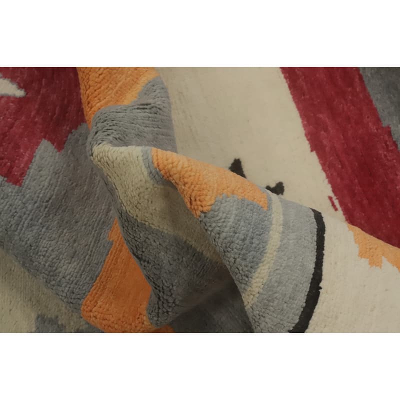 Vegetable Dye Wool Gabbeh Turkish Area Rug Handmade Wool Carpet - 13' 5'' X 8' 11''