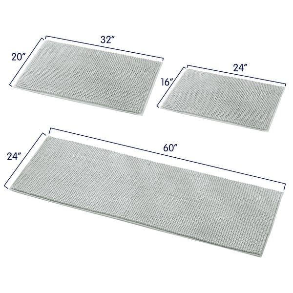 dimension image slide 10 of 14, Subrtex Chenille Soft Rugs Super Water Absorbing Shower Mats