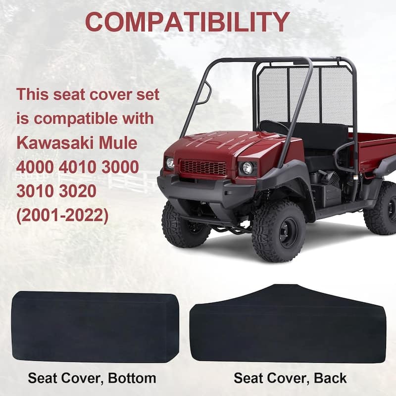 Heavy-Duty UTV Seat Cover - Waterproof 400D Oxford for Mule 3010/4010/3000/3020/4000 (2001-2025), All-Weather Protection, Black