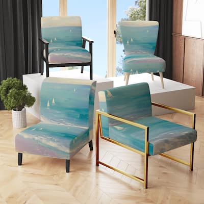 Designart "From the Shore" Upholstered Beach Accent Chair - Nautical & Coastal Arm Chair For Bedroom