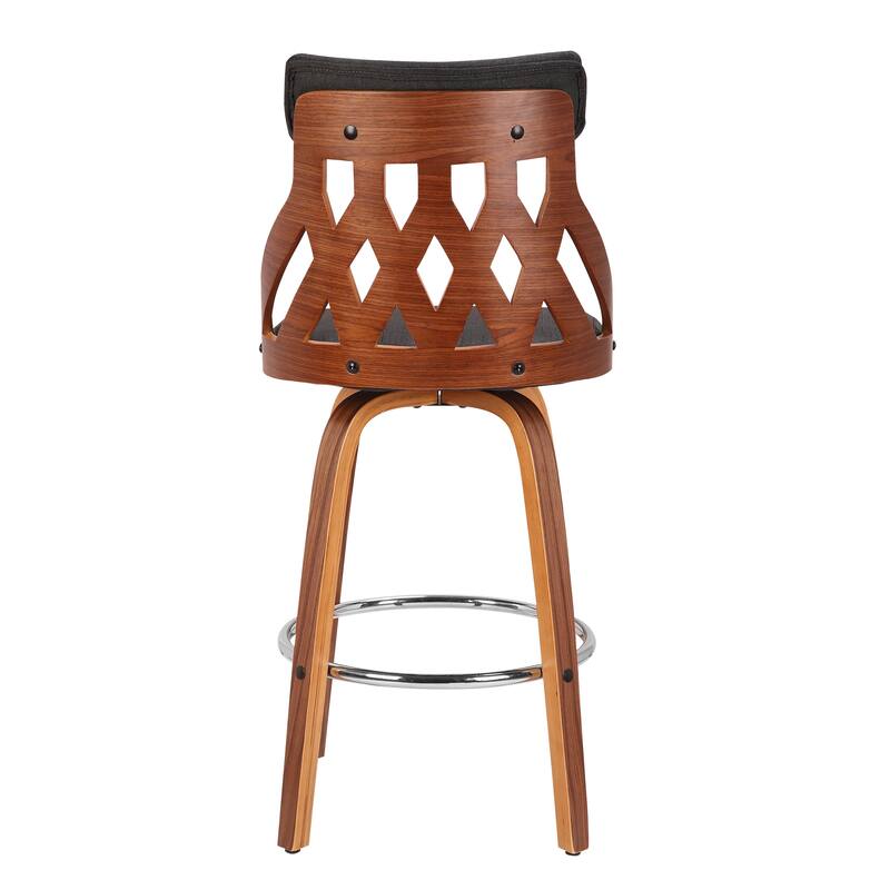 York Mid-Century Modern 26" Counter Stool in Wood and Fabric