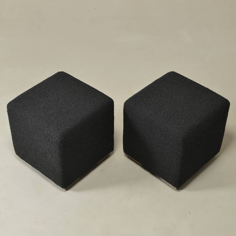 KINWELL 18.5" W Square Boucle Upholstered Ottoman Entryway Footstool