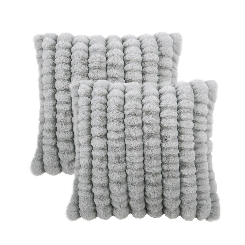 Spandex Striped Heavy ImitativeRabbit FauxFur Pillow Shell