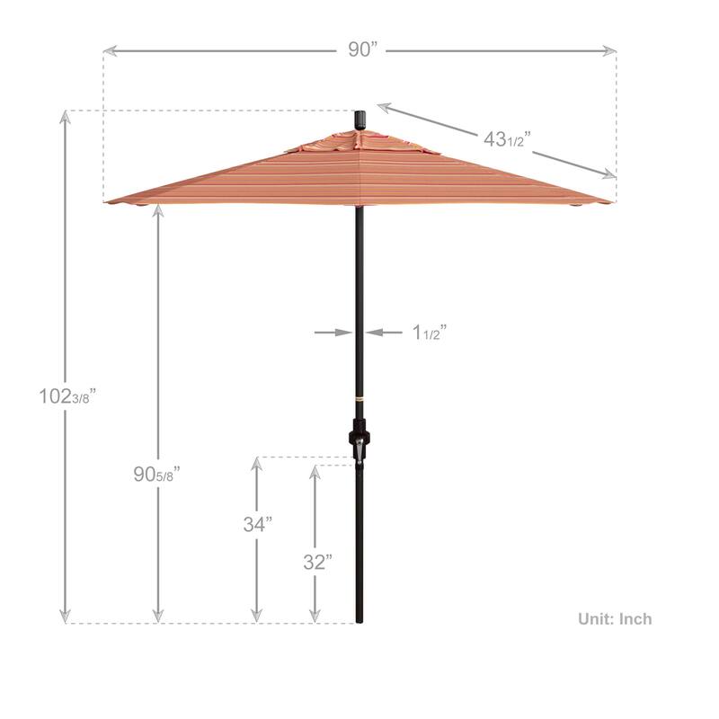 California Umbrella 7.5' Sun Master Patio Umbrella Bronze Aluminum Pole Fiberglass Ribs Crank Lift Tilt Sunbrella Cilantro