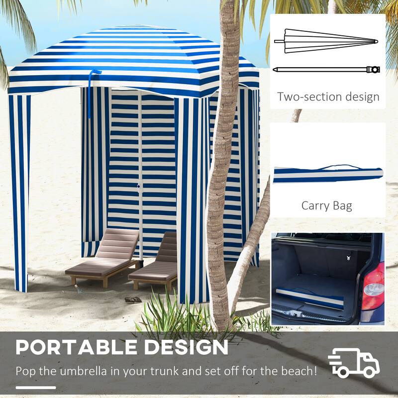 5.9' x 5.9' Portable Beach Umbrella with Walls, Vents, Sandbags