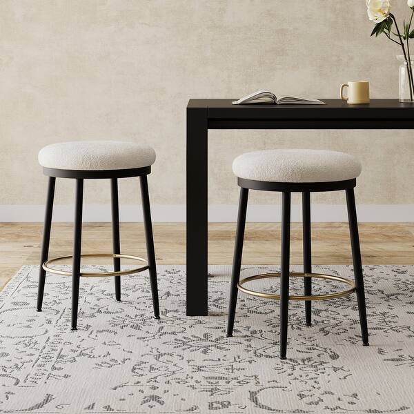 slide 2 of 24, Modern 24.75" Set of 2 Bar Stools with Foam Padded Seat, Metal Legs for Dining Room Living Room and Bedroom White