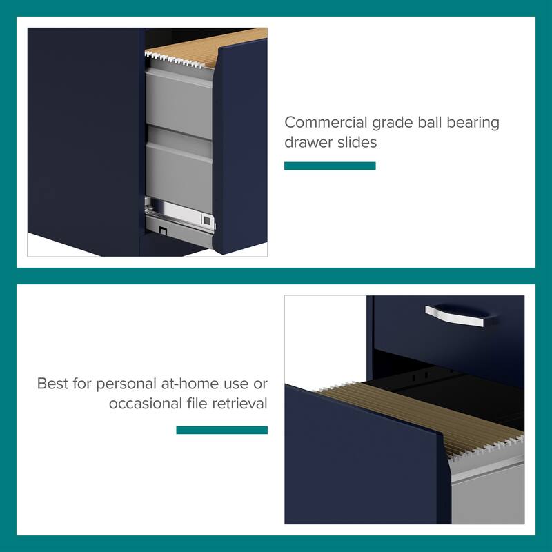 Space Solutions 18" Deep 3 Drawer Mobile Organizer Metal Cabinet, Navy