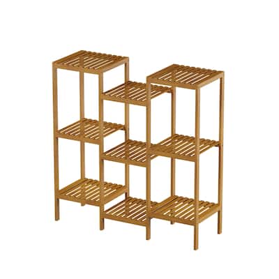 Multi-Level Plant Stand - Freestanding 9-Tier Bamboo Shelf - Indoor/Outdoor Shelving Unit by Havenside Home - 38.25 x 13 x 39.5