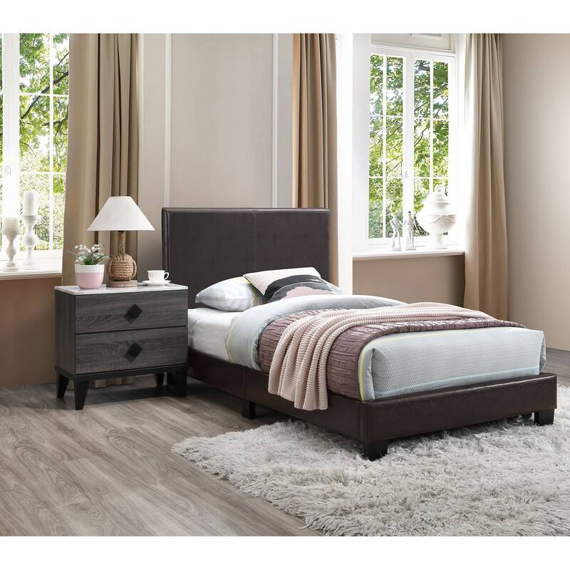 Poundex Platform Twin Bed - Brown