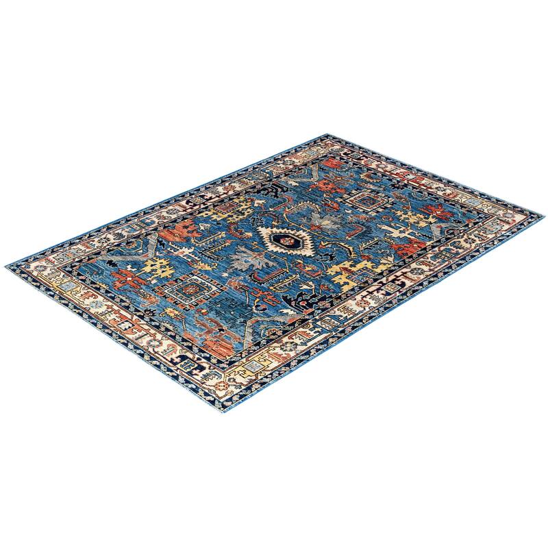Serapi One-of-a-Kind Hand-Knotted Area Rug - Blue - 4' 1" x 5' 11"