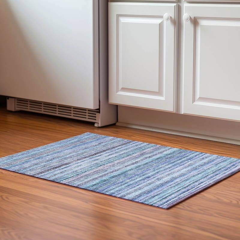 Premium Washable Super Soft Stripe Mayfield Rug - Sky - 1' 8" x 2' 6" - Rectangle