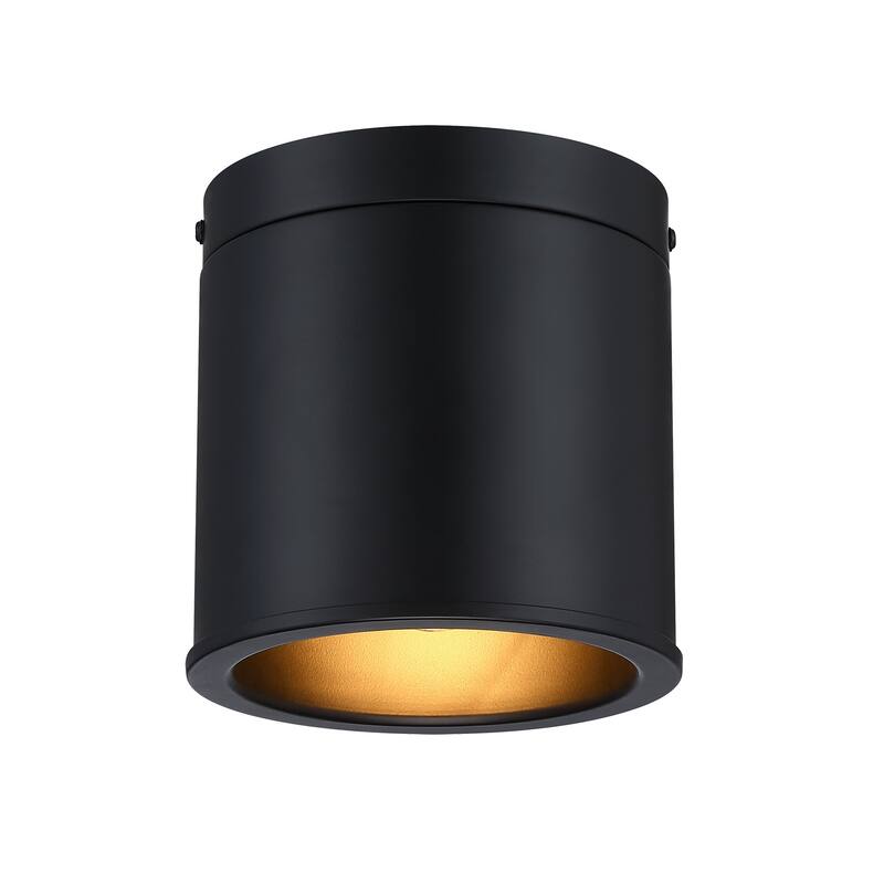 Fleur Oasis 6 in. Matte Black Modern Flush Mount with Metal Shade for Hallways