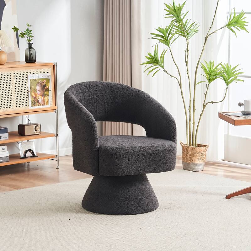 Swivel Accent Chair Armchair, Round Barrel Chair in Fabric for Living Room